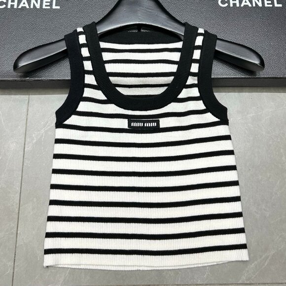 Miu Miu Women's Knit Sports Blue Short Tank Top - Picture 1 of 5
